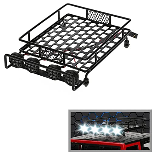 misppro 1/10 RC Climbing Car Accs Roof Rack Luggage Carrier W LED Light Bar