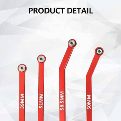 SCX24 Links High Clearance Links Chassis Suspension Steering Links Set for Axial SCX24 Upgrades 1/24 RC Crawler - color: Red