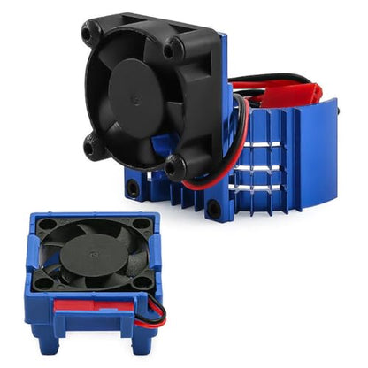 Aluminum Heatsink Plastic RC Motor ESC Cooling Fan Set 6-8.4V High RPM for TRAXXAS VXL-3S Slash/Rally/Bandit/Stampede 2WD 4WD RC Car (Blue) - color: Blue