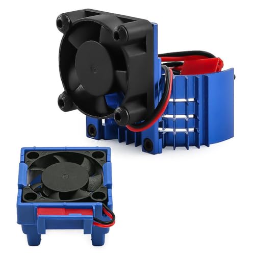 Aluminum Heatsink Plastic RC Motor ESC Cooling Fan Set 6-8.4V High RPM for TRAXXAS VXL-3S Slash/Rally/Bandit/Stampede 2WD 4WD RC Car (Blue) - color: Blue