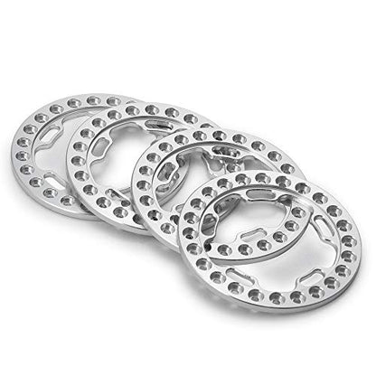 Aluminum Alloy RC Beadlock Wheel Rim Replacement Ring for 1:10 Crawler RC Car 1.9" Wheels/Rims-Pack of 4pcs (Silver) - color: Silver