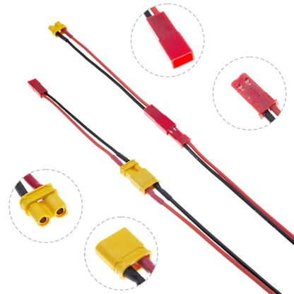 MEIVIFPV JST to XT30 Adapter XT30U JST Male Female Connector Plug with 20AWG 10CM Silicone Cable Wire for RC FPV Battery Charging