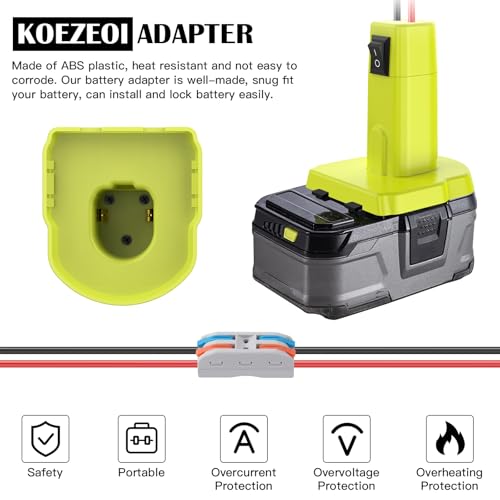 2 Packs Power Wheel Adapter for Ryobi 18V Battery Adapter Power Wheel Battery Converter Kit with Fuse & Switch & Wire Terminals 12AWG Wire for DIY Ride On Truck and Rc Toys - size: 2-Pack with switch