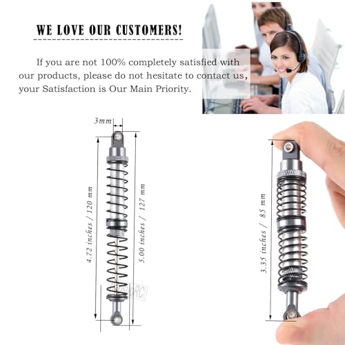 120mm 7075 Front Rear Shocks Absorber Damper Upgrades for 1/10 RC Hobby Cars,4PCS Aluminum Full Metal RC Shocks Absorber,Titanium - size: 120 MM (4.72 in)