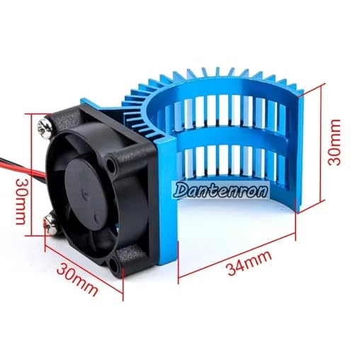 1/10 RC Aluminum Alloy Motor Heat Sink Heatsink with 5V Cooling Fan 30mm Upgrade Parts Replacement for 1/10 Truck Buggy Crawler Car 540 550 3650 Size Brushless Engine Motor
