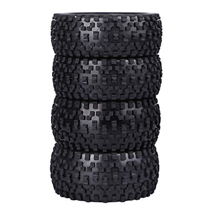 Aimrock 12mm Hex 2.2'' Pre-Glued RC Buggy Wheels and Tires, Out Dia. 3.5'' for 1/10 1/12 1/14 1/16 Off-Road RC Buggy Truck, Set of 4