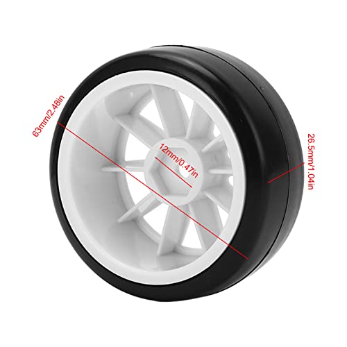 RC Drift Tires 4 Pcs | 12mm Hex Hard Rubber Tires for Tamiya TT01 1/10 RC Car | Replacement Tires for Drifting/Racing/Off - Road | Black Sturdy Plastic Wheels