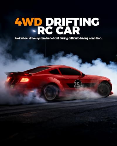 1:20 Scale Remote Control Car for Boys Girls and Kids | 2.4GHz, 20KM/H, 4WD, LED Headlights & Brake Lights, Racing Sports Gift Idea - color: Red