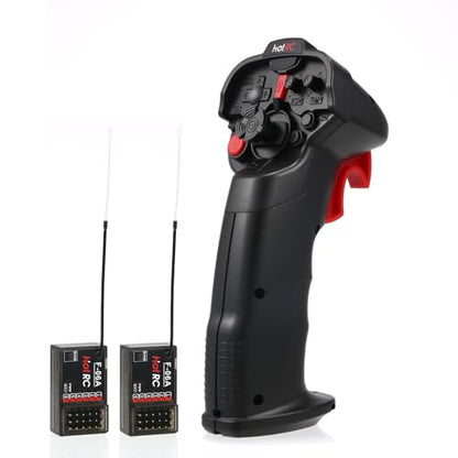 HOTRC DS-4A 2.4G 4 Channel Single Hand RC Radio Transmitter with 4CH Receiver for RC Car Boat Drone Airplane (W/ 2 RX)