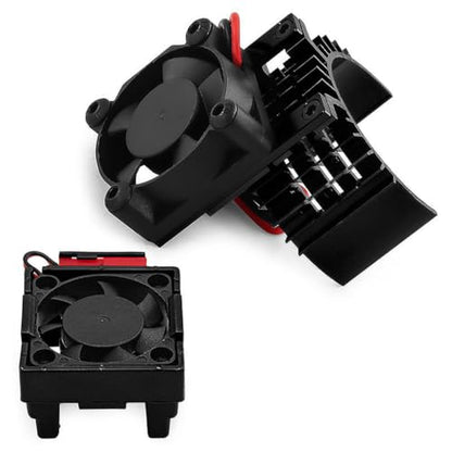Aluminum Heatsink Plastic RC Motor ESC Cooling Fan Set 6-8.4V High RPM for TRAXXAS VXL-3S Slash/Rally/Bandit/Stampede 2WD 4WD RC Car (Black) - color: Black