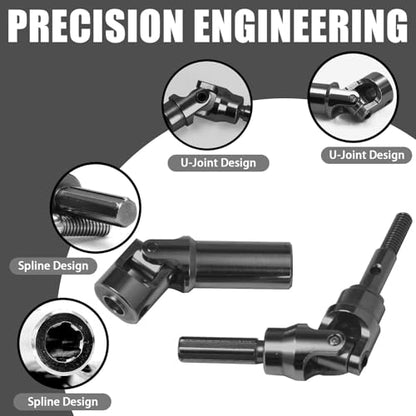 45 Steel CVD Universal Joint Drive Shaft Front Rear and Wheel Hex Set for Traxxas 1/16 Mini Maxx 4WD RC Truck 107154-1 - Upgrade Replacement for Parts 10750, 10750X, 3654 (Black)