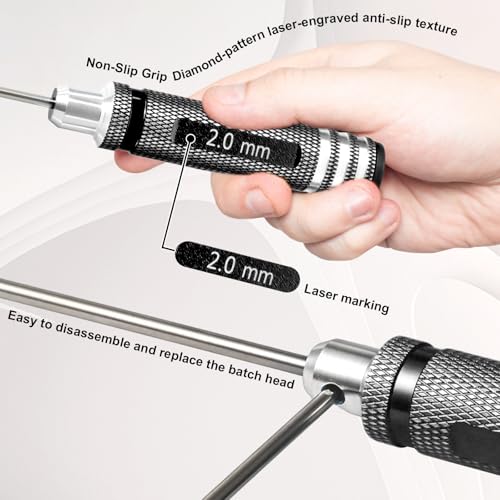 Hex Driver Set 1.5/2.0/2.5/3.0mm, RC Screwdriver Kit | Alloy Steel Bits & Magnetic Tips, Quick-Change Allen Wrench, RC Car Tool for RC Cars, Drones, Robots and Mini Crawlers - color: Black-2
