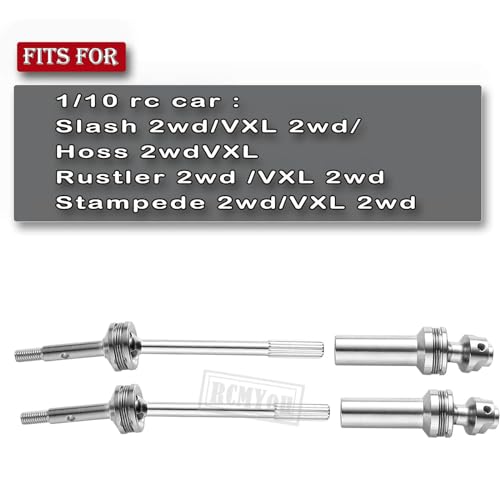 Upgrades Part Rear Drive Shaft CVD & Front Axles for 1/10 Slash VXL 2WD,Stampede VXL 2WD,Rustler VXL 2WD,Hoss VXL 2WD, Stainless Steel #45 Drive Shaft with Red Hex,Silver - color: Silver With Red Hex