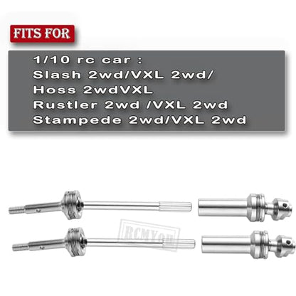 Upgrades Part Rear Drive Shaft CVD & Front Axles for 1/10 Slash VXL 2WD,Stampede VXL 2WD,Rustler VXL 2WD,Hoss VXL 2WD, Stainless Steel #45 Drive Shaft with Red Hex,Silver - color: Silver With Red Hex