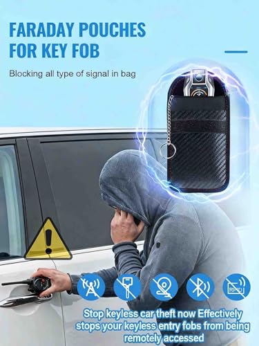 Automotive Faraday Bag for Car Keys, Car Key Cover and Key Fob Protector, Faraday Pouch Blocking RFID Signal, Faraday Bags for Keys Anti-Theft Case (Medium Outside (3.5 x 5.5 inches)) - size: Medium Outside (3.5 x 5.5 inches)
