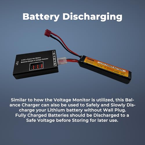 Airsoft Battery Charger LiPo Balance Charger for Lipo/Li-Ion Battery with Wireless Voltage Meter, Overcharge Protection Fast Charging and Safety Cut Off for 7.4V 11.1V 14.8V Airsoft RC Lithium Battery