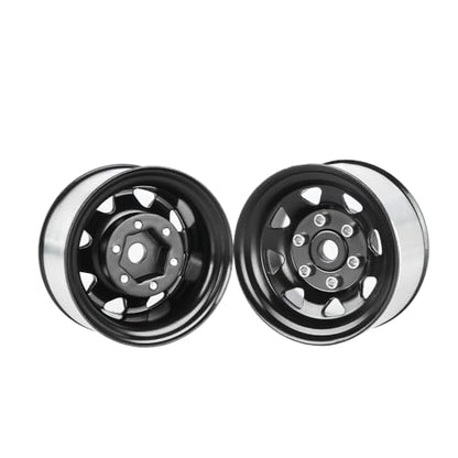 4PCS 1.55 inch Metal Beadlock Wheel Hub RC Car Aluminum Alloy Wheel Rim for 1/10 RC Crawler Car for Axial 90069 D90 TF2 Tamiya CC01 CC02 LC70 LC80 MST(Silver+Black) - color: Silver+black