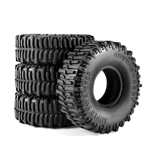 1.0 Tires RC Crawler 59 * 24mm with Foam Inserts 4pcs Swamp Stomper Tires for SCX24 1/18 TRX4M Upgrades - size: 59 * 24mm