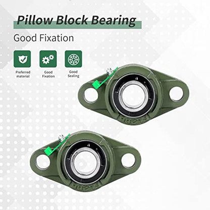 UCFL205-16 Pillow Block Bearing, Flange-Mount Ball Bearing Unit, 1 in Bore, 2-Bolt Flange, Self Aligning Cast Iron Housing, Set Screw Locking Style Flange Pillow Block Bearing (Pack of 2) - size: 5.118 in (Pack of 2)