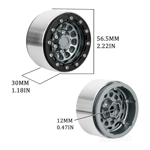 Aluminum 1.9 Beadlock Wheel Rims with Adjustable Offset for 1/10 RC Crawler Car SCX10 SCX10 II 90046 SCX10 III AXI03007 TRX4/6 Gen7/8 D90 VS4-10,BRCatWPark 4pcs Double Beadlock Wheel Rims,Titanium - color: Titanium - (Adjustable Rims)