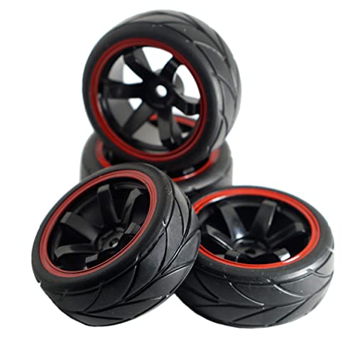 12mm Hex Wheel Rims & Rubber Tires & 4PCS/Set Hard Plastic 1/10 RC Drift Car Tires 12mm Hex Hard Tyre