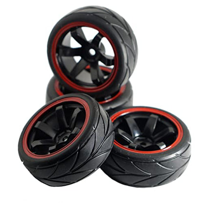 12mm Hex Wheel Rims & Rubber Tires & 4PCS/Set Hard Plastic 1/10 RC Drift Car Tires 12mm Hex Hard Tyre