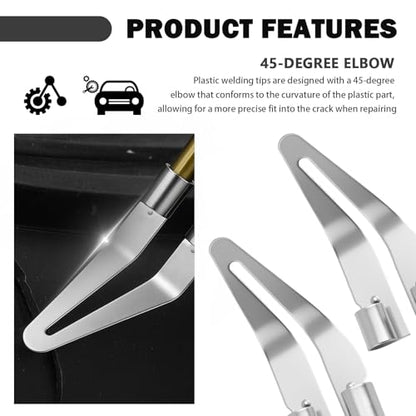 4PCS Plastic Welding Tips by Plastic Welder Gun,Stainless Steel Plastics Welder Tips with 45° Elbow,Smoothing Tip Head Plastics Welding Kit Car Accessories for Bumper Repair
