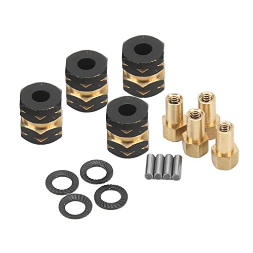 Generic 4PCS RC Hex Hub Extension Adapter Brass Wheel Hub Coupler for Axial SCX24 AXI90081 AXI00001 AXI00002 AXI00005 1/24 with Black Hard Coating