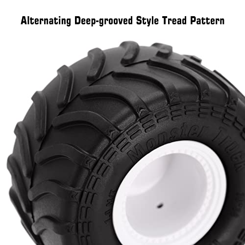 INJORA Monster Truck Wheel Rim Tires Set White Tires for 1/24 RC Crawler Car Axial SCX24 Bronco Gladiator C10 JLU Deadbolt B17 FMS FCX24 and TRX4MT,70 * 38mm,MT1012 - color: White