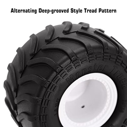 INJORA Monster Truck Wheel Rim Tires Set White Tires for 1/24 RC Crawler Car Axial SCX24 Bronco Gladiator C10 JLU Deadbolt B17 FMS FCX24 and TRX4MT,70 * 38mm,MT1012 - color: White