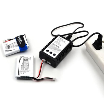 (2-Pack) 7.4V 2200mAh 8C Li-Po Battery for FrSky Taranis Q X7, X7S | 2S rechargeable battery for ACCST RC transmitters and remote controllers; includes B3 balance charger. Size: 77 x 44 x 11mm.