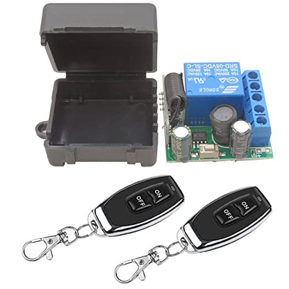 DieseRC Wireless Remote Control Switch 433Mhz 5V 12V 24V 1 Channel Radio Control Relay Receiver with 2 Transmitters keyfobs Potential-Free Contacts Relay Controller - color: 1 Recever and 2 Transmitters