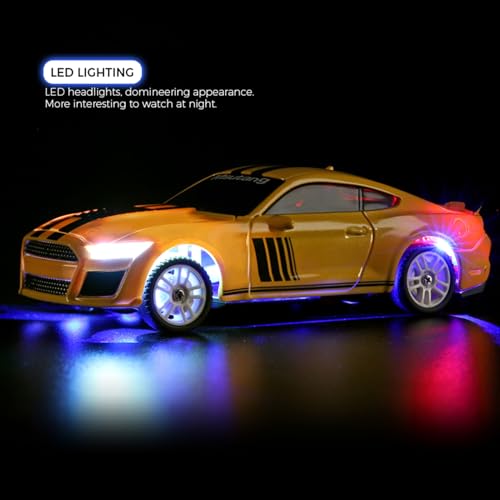 GoolRC WLtoys K4308 RC Drift Car, 1:43 Scale Remote Control Car, 4WD Full Proportional Mini RC Cars with Gyroscope, LED Lights, High Speed Racing Vehicle for Adults (Yellow) - color: Yellow