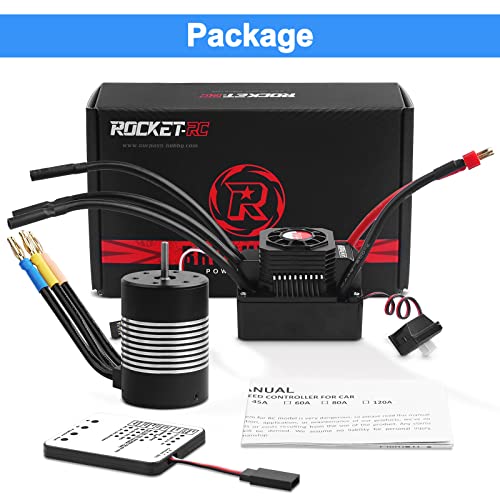 3650 5900KV Sensorless Brushless Motor,120A ESC & Program Card Set | RC Motor ESC Combo 3.175mm Shaft Waterproof Motor for 1:10 Scale RC Car Truck Update Parts