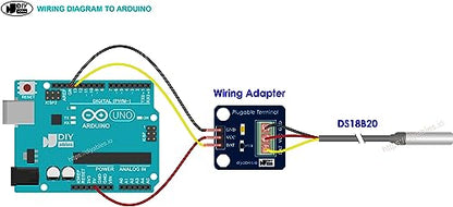 DS18B20 Temperature Sensor for Arduino, ESP32, ESP8266, Raspberry Pi, Waterproof Stainless Steel Probe, 2 Pieces - size: With Adapter