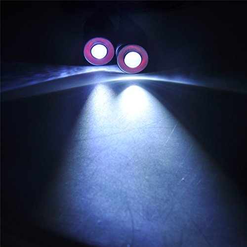 QUE-T 17mm 2 LEDs Angel Eyes & Demon Eyes LED Headlight/Back Light for 1:10 RC Model Crawler Cars, (Red + White, 17MM) - color: Red + White, size: 17MM