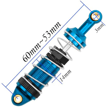 4Pack ShareGoo RC Car Shock Absorbers Metal Shocks Damper Compatible with MJX Hyper Go 14301 14302 14303 1/14 RC Car Upgrades Part (Blue) - color: Blue