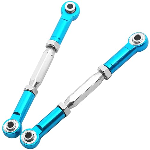 2PCS ShareGoo RC Front Rear Metal Steering Servo Link 70-90mm Turnbuckles Camber Linkage Rod Ends Compatible with Traxxas Slash 4x4 5807 Stampede HQ727 1/10 RC Car,Blue