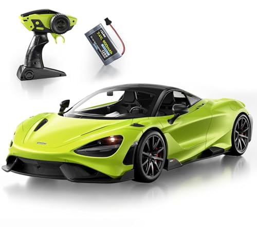 MIEBELY Remote Control Car, McLaren Rc Cars Officially Licensed 1/12 Scale 7.4V 900mAh Toy Car with 12km/h Fast Model Car Headlight for Adults Kids Boys Age 6-12 Year Birthday Ideas Gift Green | Official license;900mAh lithium;2.4G 200ft control;steering