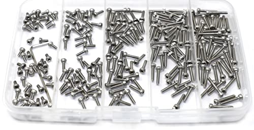 iexcell 250 Pcs M2 x 4/6/8/10/12 Stainless Steel 304 Hex Socket Head Cap Screws Bolts Assortment Kit - size: M2 x 4/6/8/10/12mm
