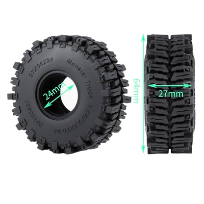 SWX 1.0 Soft Mud Tires 64x27mm 4Pcs for TRX4M SCX24 | Mud Tires, 64x27mm, Soft Compound, TRX4M, SCX24, 1.0, 4Pcs