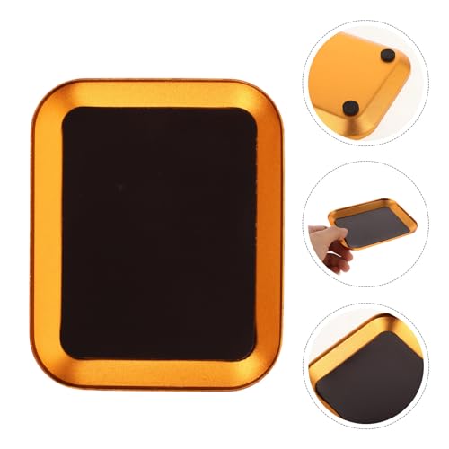 Ipetboom Portable Aluminum Alloy Screw Tray Organizer Tool with Magnetic Pad for Rc Repair and Maintenance, Golden Metal Parts Bowl Reducing the Risk of Losing Screws, for Model Airplane