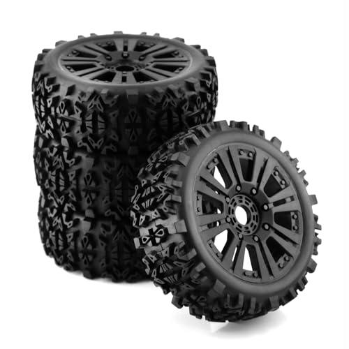 1:8 Scale RC Buggy Tires OD 4.72" and Wheels 17mm Hex with Foam Inserts for 1/8 Off Road Buggy Truck Car Traxxas Arrma Typhon 6S 3S Talion 6S Losi 8ight HPI Vorza Flux Kyosho Hobao 4PCS