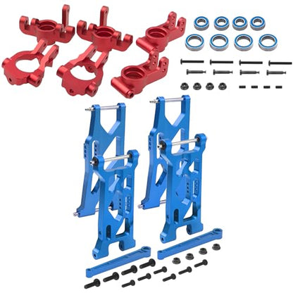 Metal Front & Rear Suspension Arms A-Arms Set & Aluminum Alloy Steering Bellcranks Set Steering Assembly Upgrade Parts