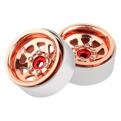 1.0 Beadlock Wheel -3.78mm Offset Wheel Rims for 1/18 1/24 RC Crawler Car Axial AX24 SCX24 FMS FCX24 TRX4M Upgrades (Rose Gold) - color: Rose Gold