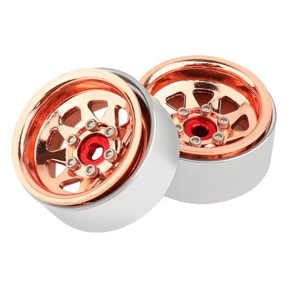 1.0 Beadlock Wheel -3.78mm Offset Wheel Rims for 1/18 1/24 RC Crawler Car Axial AX24 SCX24 FMS FCX24 TRX4M Upgrades (Rose Gold) - color: Rose Gold