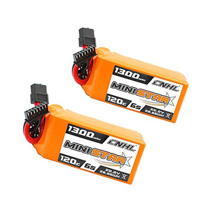 CNHL 1300mAh 6S Lipo Battery 22.2V 120C with XT60 Plug for FPV Racing RC Quadcopter Helicopter Airplane Drone(2 Packs)