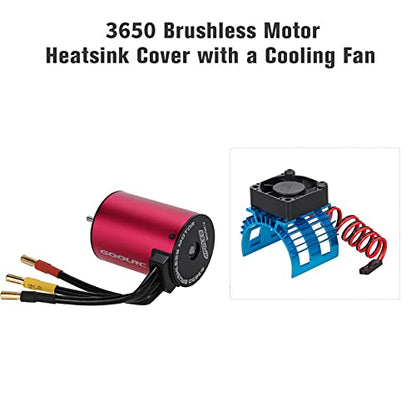 GoolRC Aluminum Alloy Motor Heatsink Cover with Cooling Fan for 3650 Brushless Motor Compatible with WLtoys A959-B A979-B 144001 124019 1/12 /14 RC Car (Red)