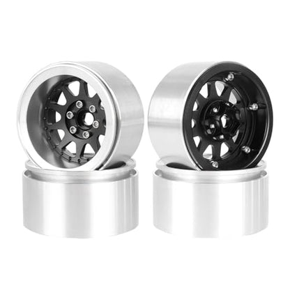 Aluminum 2.2" Beadlock Wheel Offset -10mm Metal Rims for SCX10 RR10 TRX4 VS4-10 Gen8 1/10 RC Crawler Car Upgrade Parts (10-Spoke, Black) - color: 10-Spoke, Black