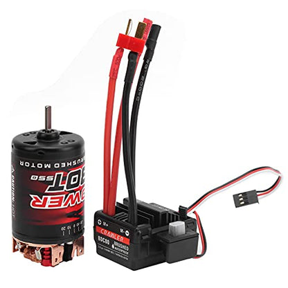 3 - Slot 550 Brushed Motor with 80A ESC Replacement Set, 30T High - Torque RC Motor for 1/10 1/12 Crawler, Includes Silicone Wires and Manual for Remote Control Car